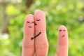 Fingers art of happy family. Concept of couple kisses. Royalty Free Stock Photo