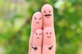 Fingers art of happy family. Concept parents and children together Royalty Free Stock Photo