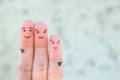 Fingers art of happy family. Concept parents and children together Royalty Free Stock Photo