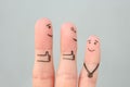Fingers art of happy family. Concept parents are proud of their child Royalty Free Stock Photo