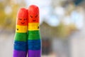 Fingers art of a Happy gay couple. Women hug Royalty Free Stock Photo