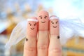 Fingers art of happy people. Plural marriage