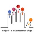 Fingers and businessman logo design .Together union symbol of f