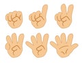 Fingers counting icon set for education. Hands with fingers Royalty Free Stock Photo