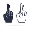 Fingers crossed, hand gesture. Lie, on luck, superstition symbol or icon. Vector illustration