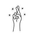 FINGERS CROSSED. Korean lucky sign. Finger luck symbol with cross. Promise hand gesture. Vector illustration