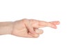 Fingers crossed outline, untruth gesture isolated on a white background
