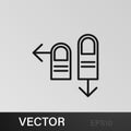 Fingers, gesture, left, down, swipe, two outline icons. Can be used for web, logo, mobile app, UI, UX