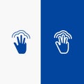 Fingers, Gestures, Hand, Interface, Multiple Touch Line and Glyph Solid icon Blue banner Line and Glyph Solid icon Blue banner Royalty Free Stock Photo