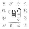 fingers left and down swipe gesture outline icon. Set of hand gesturies illustration. Signs and symbols can be used for web, logo