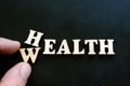 Fingers move words Health and wealth. Health care cost