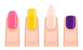 Fingers with Nails of Different Shapes Colored with Nail Polish Vector Set Royalty Free Stock Photo