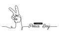 Fingers in peace sign simple vector background, web banner, poster. International Peace Day illustration for 21 th