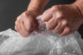 Fingers Popping Plastic Bubble Wrap Anti Stress Activity Royalty Free Stock Photo