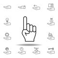 fingers show up gesture outline icon. Set of hand gesturies illustration. Signs and symbols can be used for web, logo, mobile app Royalty Free Stock Photo