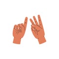 Fingers sign four 4 number on two hands, communication gesture, vector count infographic 3 plus 1, hands gesture