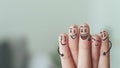 Fingers with cartoon illustration Smile Face, Happy, Friendship, Family, Group, Teamwork, Community, Unity, Cooperation, Partnersh