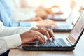 Fingers typing on the computer keyboards, close up. Royalty Free Stock Photo