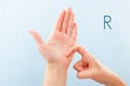 BSL Fingerspelling alphabet R. Royalty Free Stock Photo