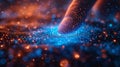 Fingertip Touching a Glowing Blue Surface With Orange and Blue Lights