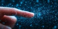 Fingertip Touching Glowing Network of Connections, Futuristic Technology and Data Concept.