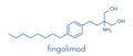 Fingolimod multiple sclerosis MS drug molecule. Skeletal formula.