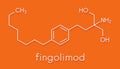 Fingolimod multiple sclerosis MS drug molecule. Skeletal formula.