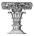 Finial Foliated Shaft, monument,  vintage engraving Royalty Free Stock Photo