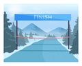 Finish of the competition. Winter sport finishing line. Competition Royalty Free Stock Photo