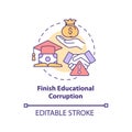 Finish educational corruption concept icon