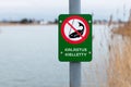 Finish fishing prohibited sign near lake - NO FISHING