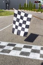 The finish line and checkered flag racing. finish the race Royalty Free Stock Photo