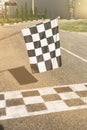 The finish line and checkered flag racing. finish the race Royalty Free Stock Photo