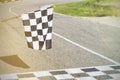 The finish line and checkered flag racing. finish the race Royalty Free Stock Photo