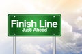 Finish Line, Just Ahead Green Road Sign Royalty Free Stock Photo