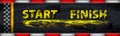 Finish line racing background top view. Art design. Start or finish on kart race. Grunge textured on the asphalt road. Abstract co Royalty Free Stock Photo