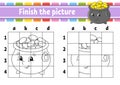 Finish the picture. Coloring book pages for kids. Education developing worksheet. Pot of gold. Handwriting practice. Cartoon Royalty Free Stock Photo