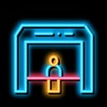 Finish Tape Person Crosses Finish Line neon glow icon illustration