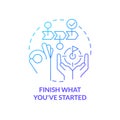 Finish what you started blue gradient concept icon