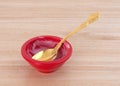 Finished bowl of strawberry yogurt Royalty Free Stock Photo