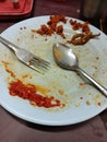 Dirty plate after finished eating