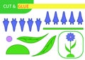 Mini-game `cut And glue` for learning, education and entertainment of children. Series `Flowers and plants` easy to print A4 and r