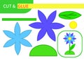 Mini-game `cut And glue` for learning, education and entertainment of children. Series `Flowers and plants` easy to print A4 and r