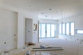 Finished sheetrock in new home construction interior room Royalty Free Stock Photo