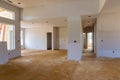 Finished sheetrock in new home construction interior room Royalty Free Stock Photo