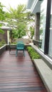 Finished wooden deck using melamine Royalty Free Stock Photo