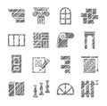 Construction and finishing materials, icons, shading pencil, vector Royalty Free Stock Photo