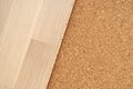 Finishing materials for flooring. Laying parquet boards on natural cork for underlayment Royalty Free Stock Photo