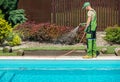 Finishing Outdoor Backyard Garden Swimming Pool Area Royalty Free Stock Photo