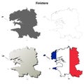 Finistere, Brittany outline map set Royalty Free Stock Photo
